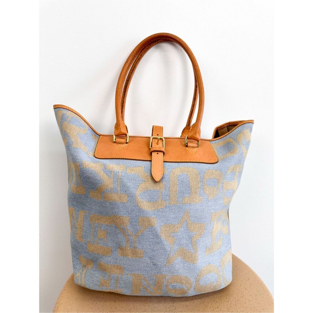 Dooney & Bourke RARE Vintage Signature Monogram Jacquard Canvas Light Denim Shop